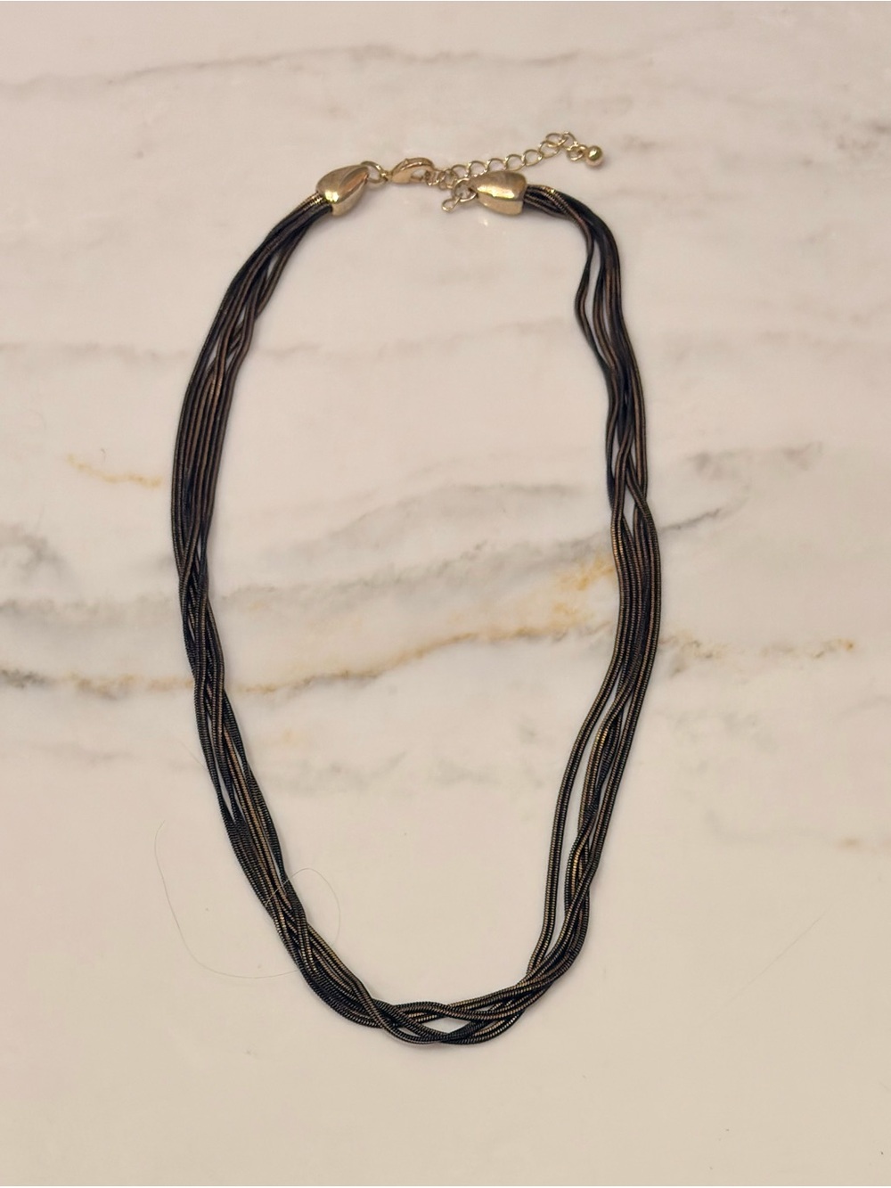 Mixed-Metal Multi-Strand Liquid Snake Chain Statement Necklace